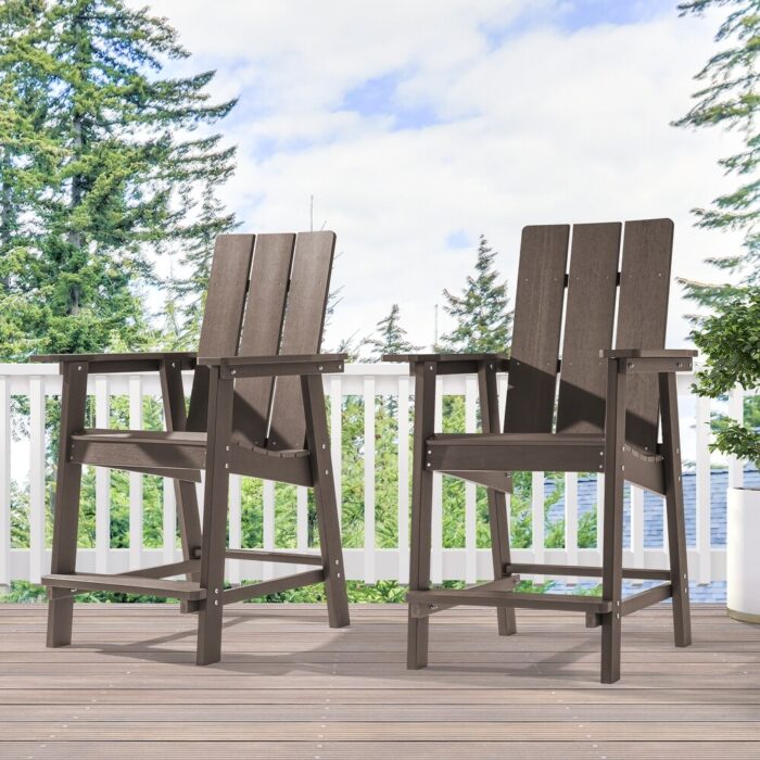 AOOLIMICS Patio Adirondack Bar-Style Chairs Fire Pit Chair Set of 2 - Image 2