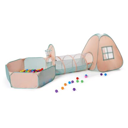 3 in 1 Pop Up Play Tent with Tunnel - Orange/Green - Image 2