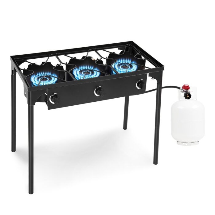 Outdoor Camping Stove 3 Burner Propane Gas Cooker for Camp Patio