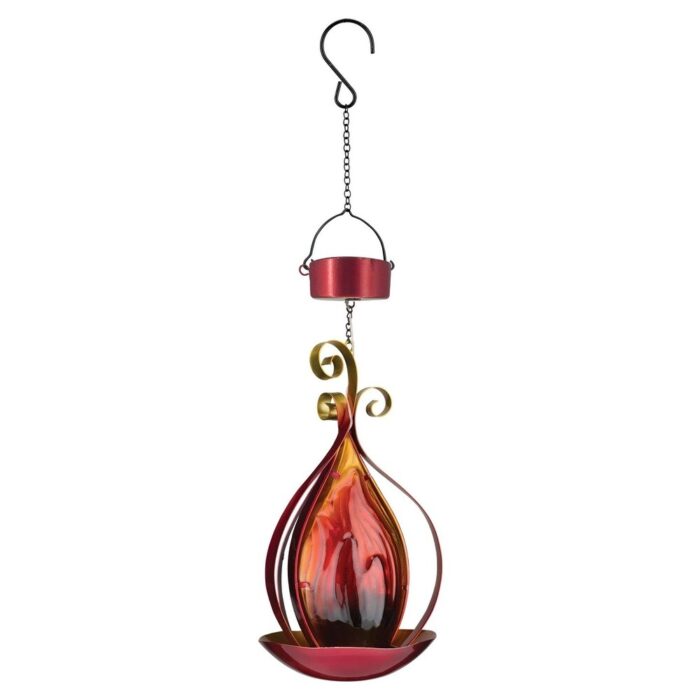 Set of 2 Red Blaze Solar Hanging Lanterns