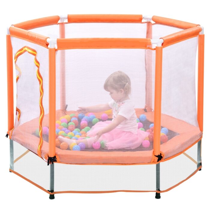 55" Toddlers Trampoline with Safety Enclosure Net and Balls