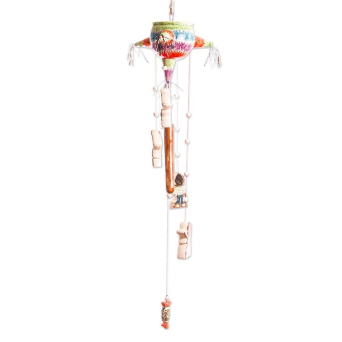 Novica Handmade Piñata Party Ceramic Wind Chime
