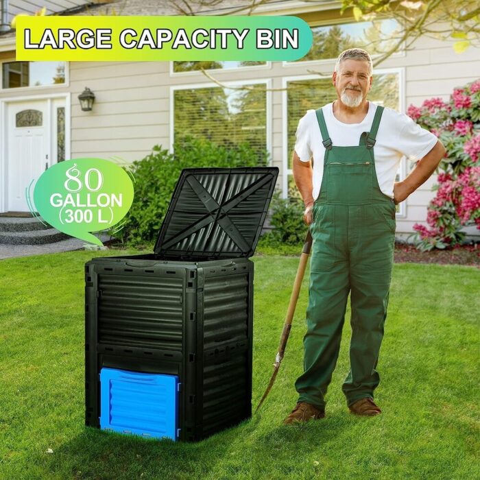 Outdoor Compost Bin 80 Gallon (300 L) Large Garden Compost Bucket - Image 2