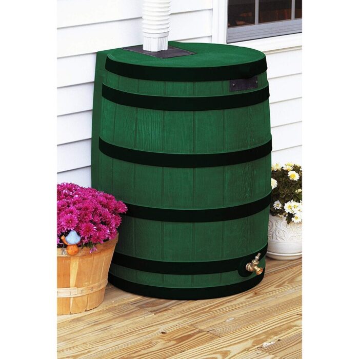 Good Ideas Rain Wizard 50 Gallon Plastic Rain Barrel Water Collector, Green - 50-gallon capacity - Image 2