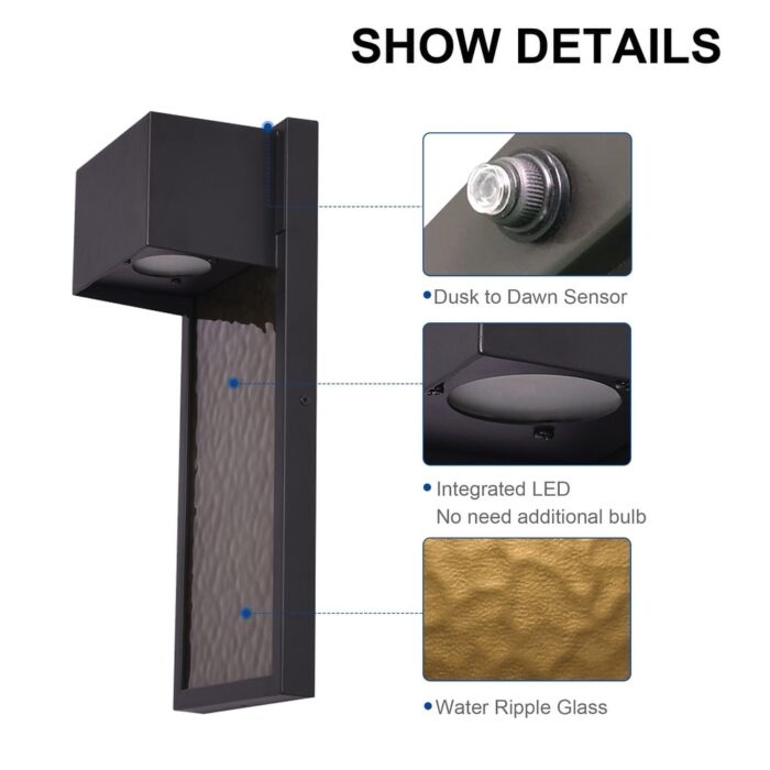 2 PACK LED Outdoor Wall Sconce with Dusk to Dawn Sensor - 15.7“H - Image 2
