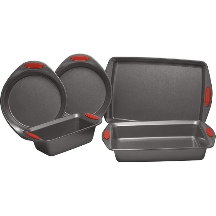 Nonstick Bakeware Set with Grips includes Baking Pans, Baking Sheet and Bread Pan, 5 Piece