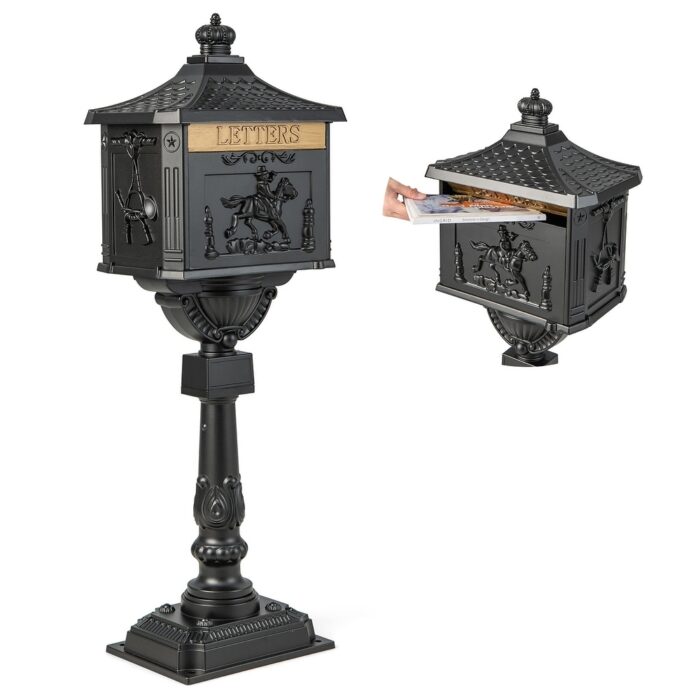 Costway Retro Cast Aluminum Mailbox Lockable Security Postal Letter - Image 2
