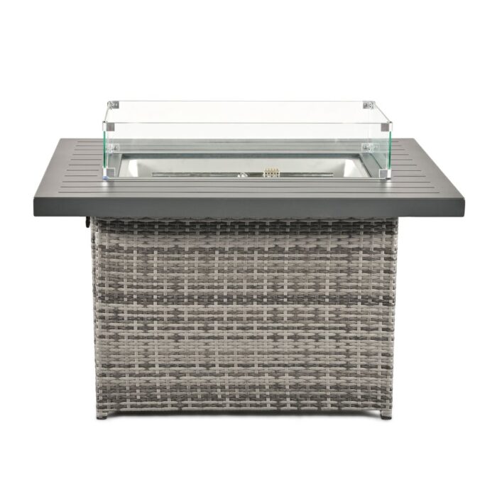 24/7 Shop at Home 43 Inch Rectangular Outdoor Patio 55,000 BTU Rattan Firepit Table with Glass Wind Guard - Image 2