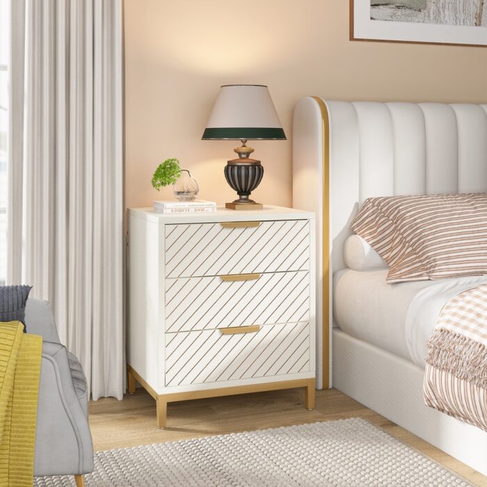 Night Stands with Drawers, Modern Light Wood Grain Nightstand for Bedrooms - Image 2