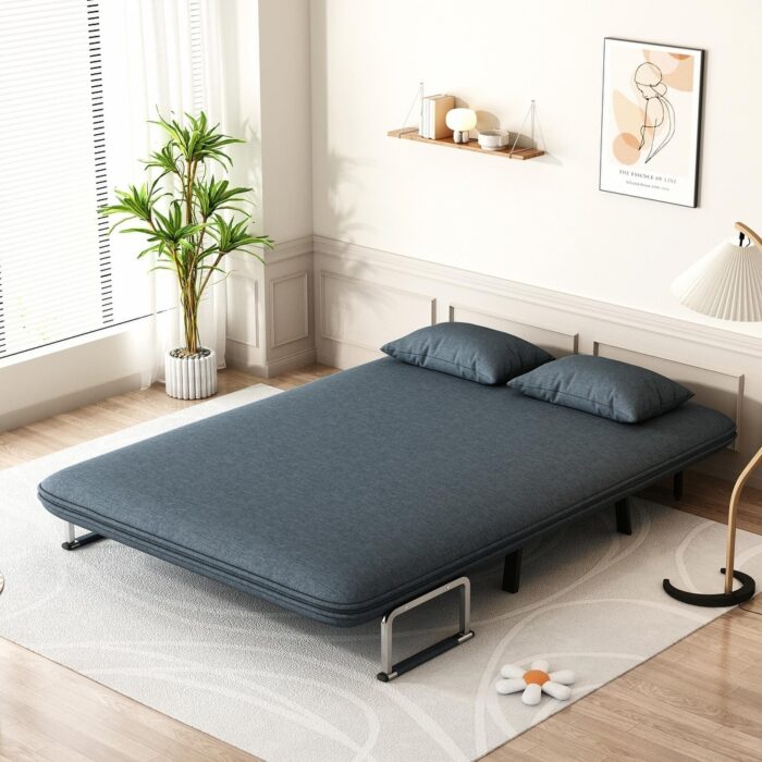 Convertible Tri-Fold Sofa Bed with Adjustable Backrest & Pillow - Image 2