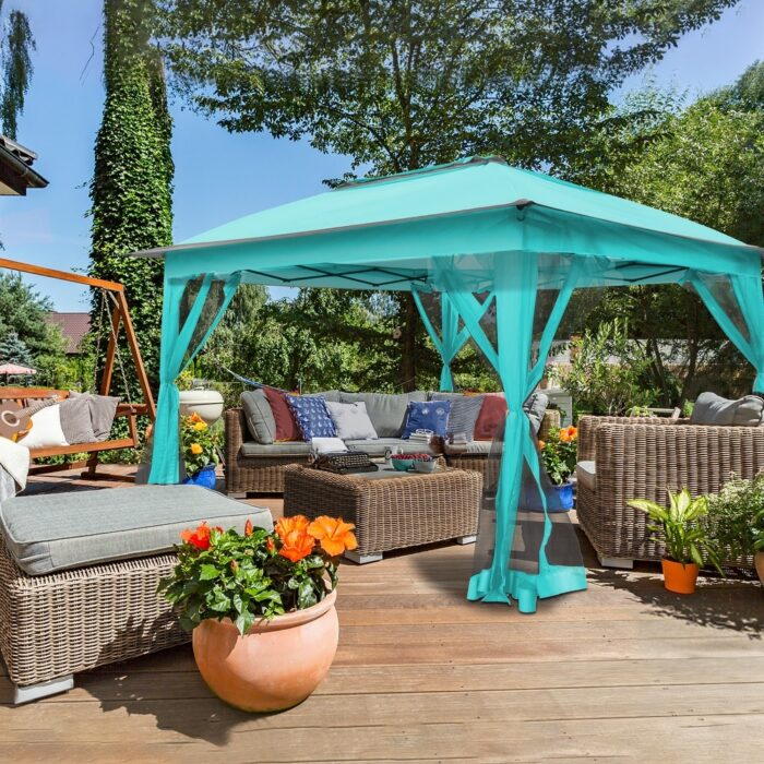 Cozywor 11 ft. x 11 ft. Pop-Up Steel Gazebo with Mosquito Netting - Image 2