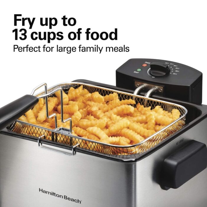 Professional Electric Deep Fryer, XL Frying Basket, Lid with View Window, 1800 Watts, 21 Cups / 5 Liters Oil Capacity - Image 2