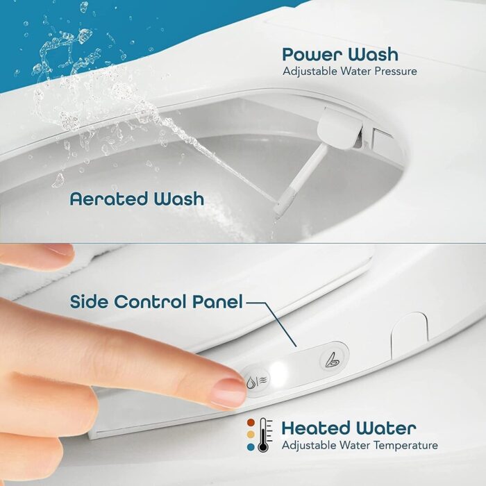 BidetMate 700 Series Electronic Smart Toilet Seat w/Dryer - White - Fits Elongated Toilets - Image 2
