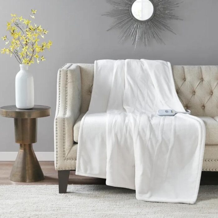 50" x 60" Heated Throw Electric Blanket Ivory