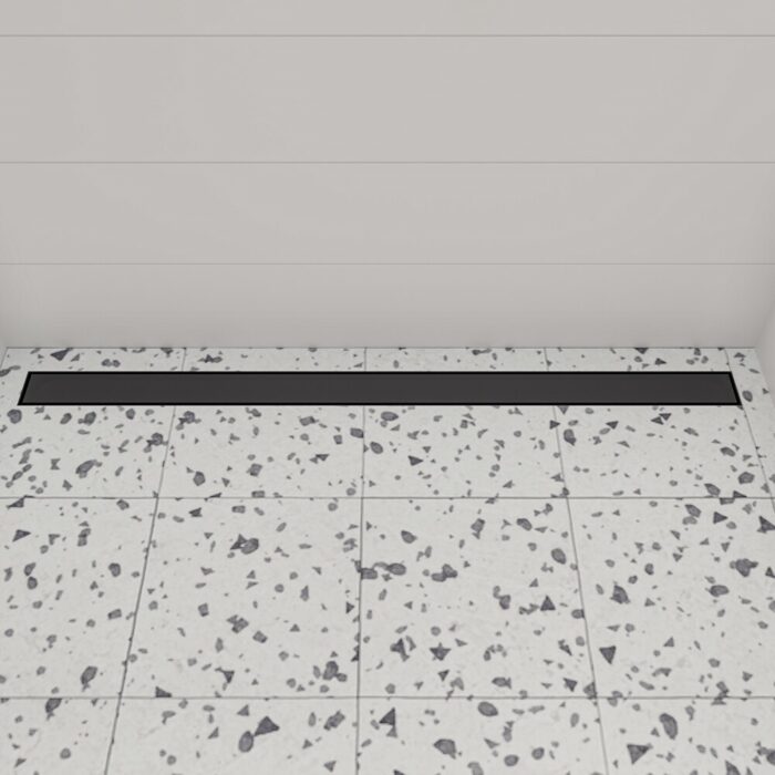 ALFI brand 47" Black Matte Brushed Stainless Steel Linear Shower Drain with Solid Cover - Image 2