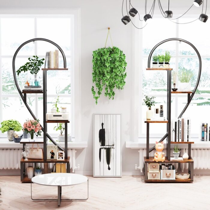 2pcs 6 Layers Half Heart Plant Stand Flower Pot Stand - 44.1x11x64.9 inch - Image 2