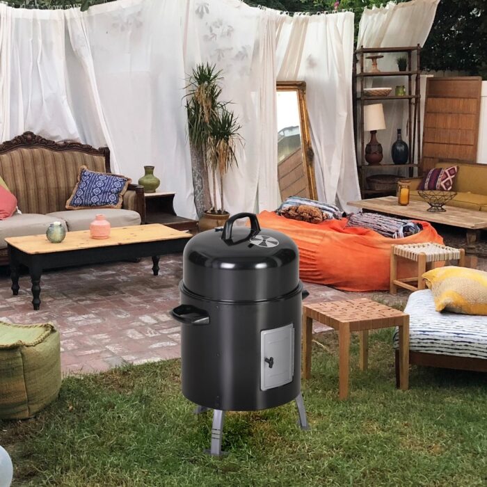 17" 2-In-1 Charcoal Patio Smoker & Grill with Built-in Thermometer - Image 2