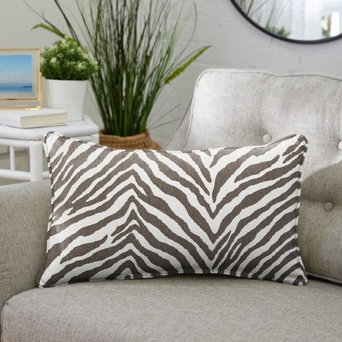 Sunbrella Grey Zebra Indoor/Outdoor Pillows, Set of 2, Corded - Image 2
