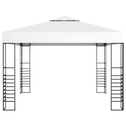 vidaXL Black Steel Garden Marquee Gazebo with White Weatherproof Roof - Image 2