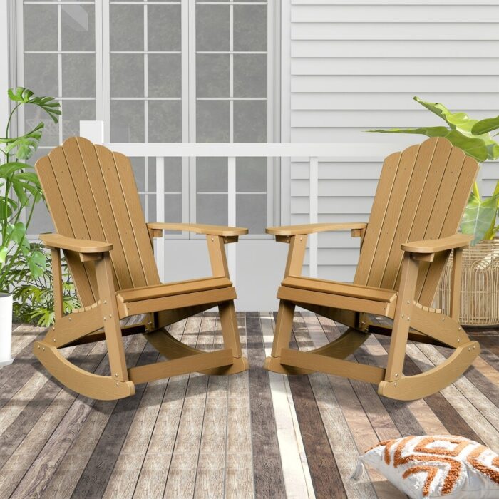 OVIOS Plastic Wood Adirondack Outdoor Patio Rocking Chair (Set of 2) - Image 2