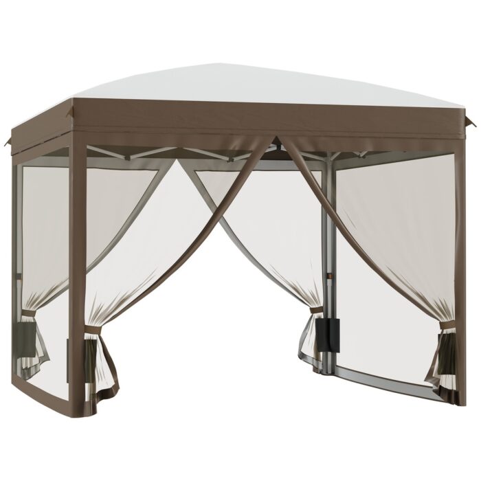 Outsunny 10' x 10' Pop Up Canopy Tent with Netting, Foldable Gazebo Tents for Parties, Height Adjustable - Image 2