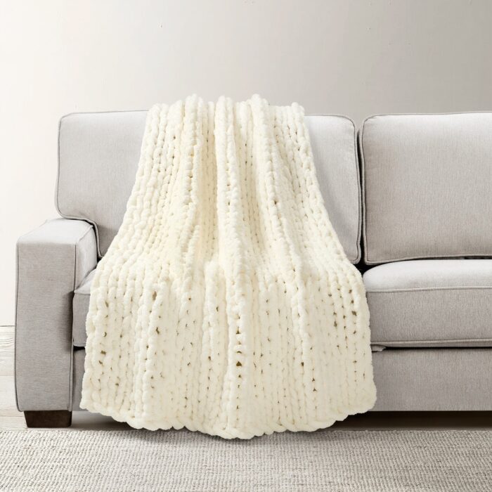 Lush Decor Hygge Ultra Soft Cozy Chenille Chunky Knit Throw - Image 2