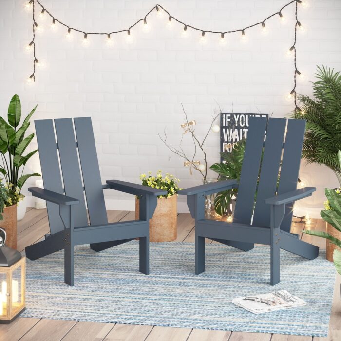 PHI VILLA Set of 1/2/4 Grey Patio Adirondack Chair with Cup Holder