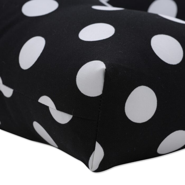 Pillow Perfect Outdoor Polka Dot Black Blown Bench Cushion - Image 2
