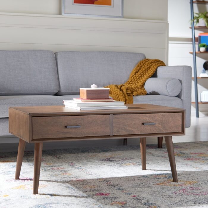 SAFAVIEH Mozart Mid-Century 2-Drawer Coffee Table - 37.8" W x 19" L x 17.8" H
