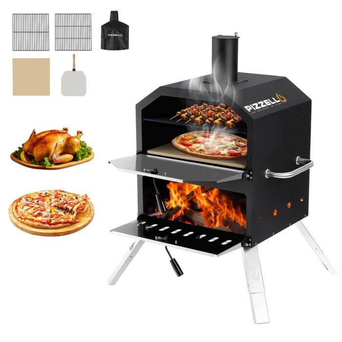 16" 2-Layer Outdoor Pizza Oven Wood Fired Pizza Maker