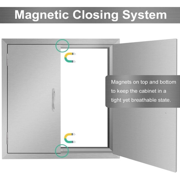 30 in. W x 21 in. H Double Outdoor Kitchen Access Door for BBQ Island Stainless Steel Storage Grill Door - Image 2
