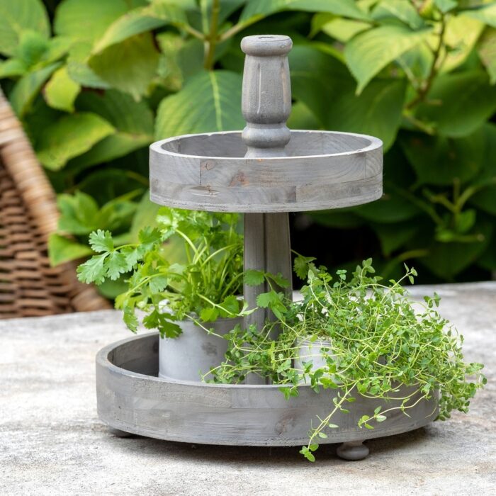 Wooden 2-Tiered Plant Stand - 11.75"L x 11.75"W x 13.5"H - Image 2