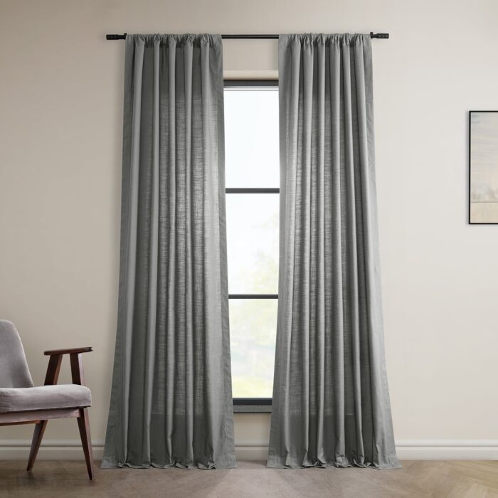 Exclusive Fabrics Dune Textured Solid Cotton Curtain Pair (2 Panels) - Image 2