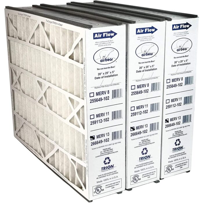 Trion 266649-102 Air Bear 20 x 25 x 5 Inch MERV 13 Air Purifier Filter (3 Pack) - 2