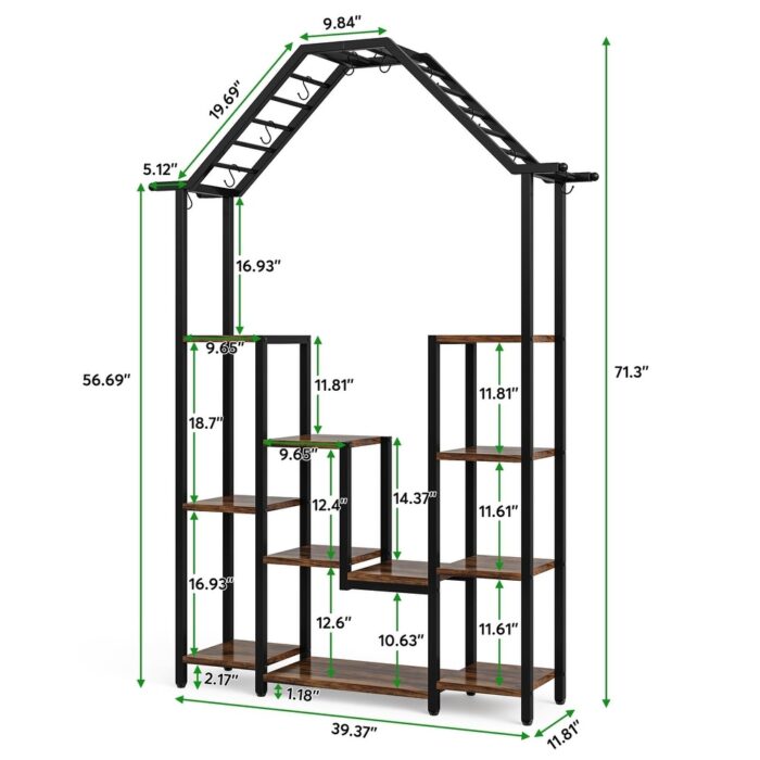 Plant Stand with 11 Tier Shelves and 10 Hooks - Image 2