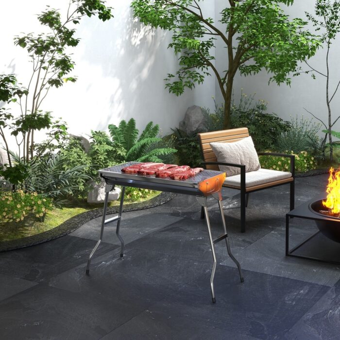 Portable Charcoal Grill Stainless Steel Folding Outdoor BBQ Grill Modern BBQ Tool Sets for Travel