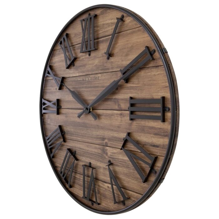 Manchester 20 Inch Wooden Wall Clock with Black Roman Numerals - Image 2