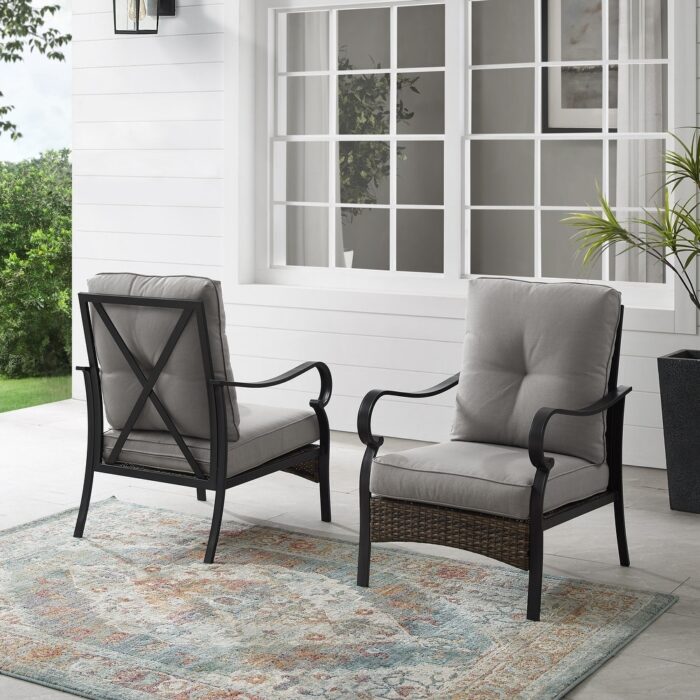 Crosley Dahlia 2Pc Outdoor Metal And Wicker Armchair Set