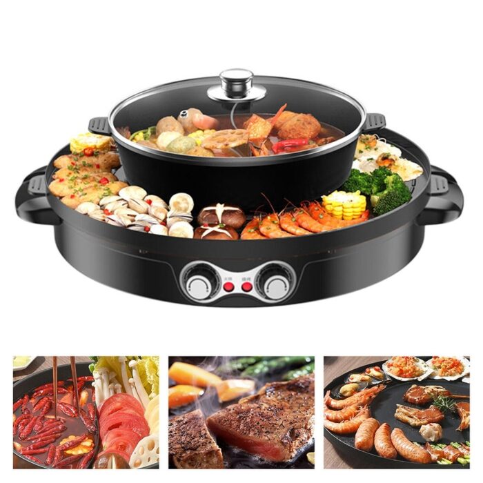 Electric Smokeless BBQ Hot Pot Grill Combo 2200 W - Image 2