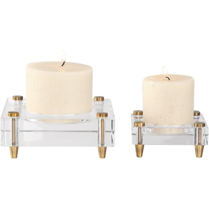 Uttermost Claire Two Piece Crystal and Iron Table Votive Candle Holder