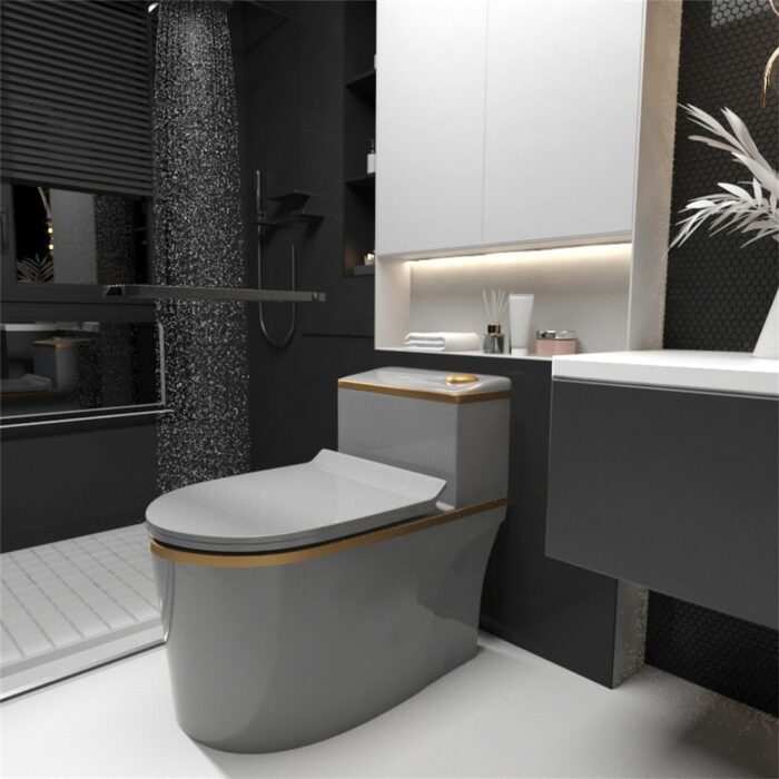 Grey One Piece Toilet (Seat Included) - Image 2
