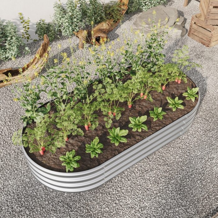 Raised Garden Bed Outdoor Oval Large Metal Raised Planter for Plants