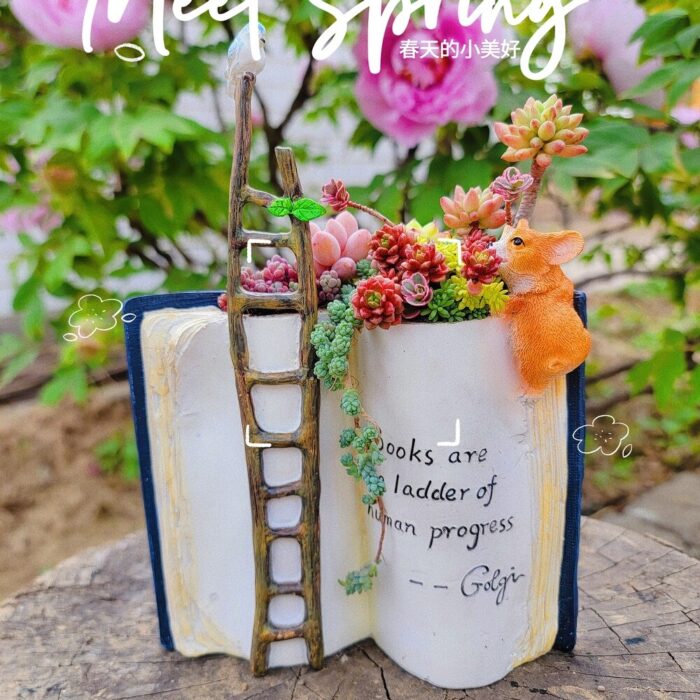 2''–3'' Multicolor Succulent Plants in Corgi Puppy Book Shaped Flower Pot
