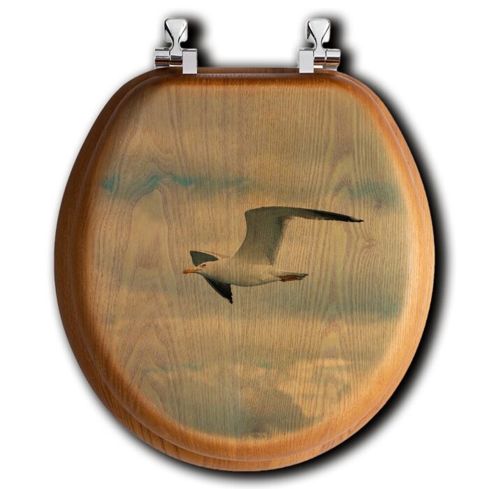 Oak Toilet Seat - Seagull in Flight - Image 2