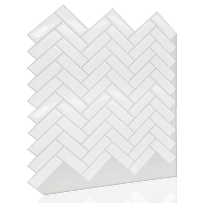 Walplus Classic White Glossy 3D Tile Sticker Peel and Stick Kitchen Backsplash