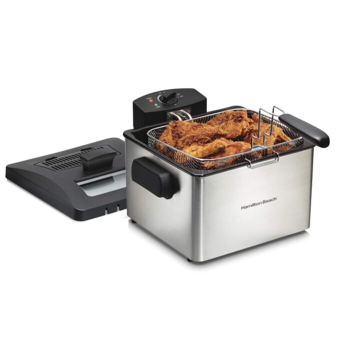 Professional Electric Deep Fryer, XL Frying Basket, Lid with View Window, 1800 Watts, 21 Cups / 5 Liters Oil Capacity