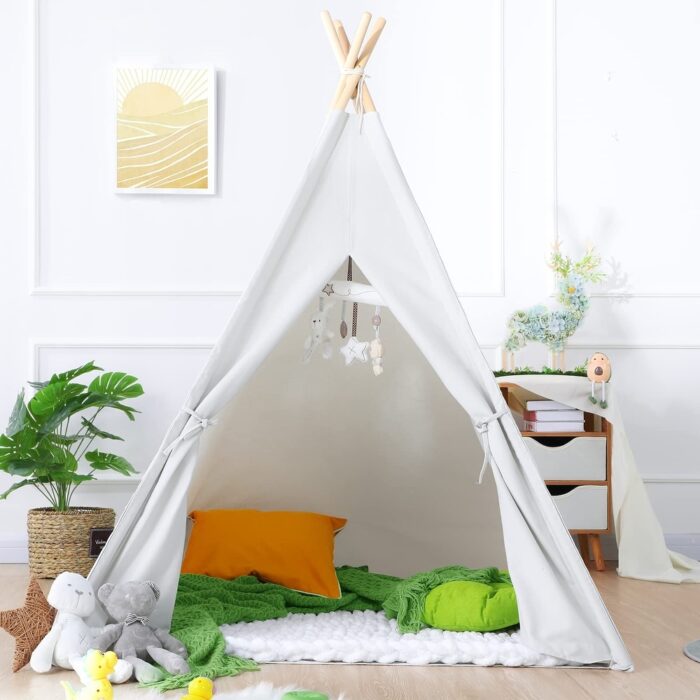 Canvas Teepee Tent with Carry Case for Kids In/ Outdoor Playing