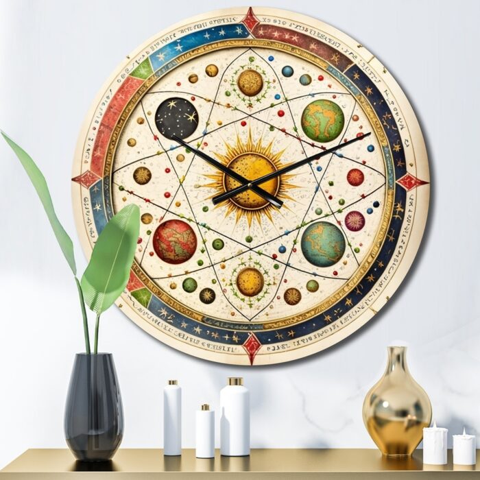 Designart "Ancient Map Of Galaxy II" Modern Geometric Oversized Wall Clock