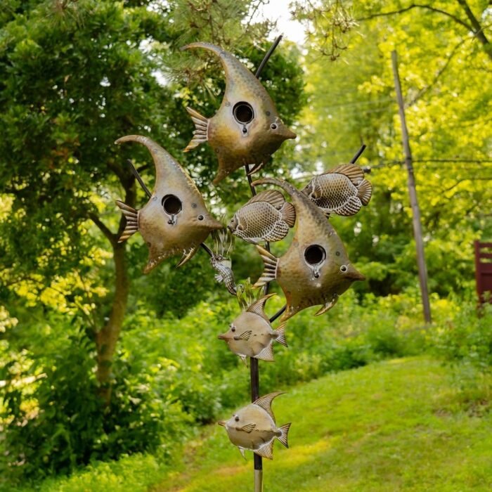 Coastal Style Birdhouse Stake - Angel Fish - Image 2