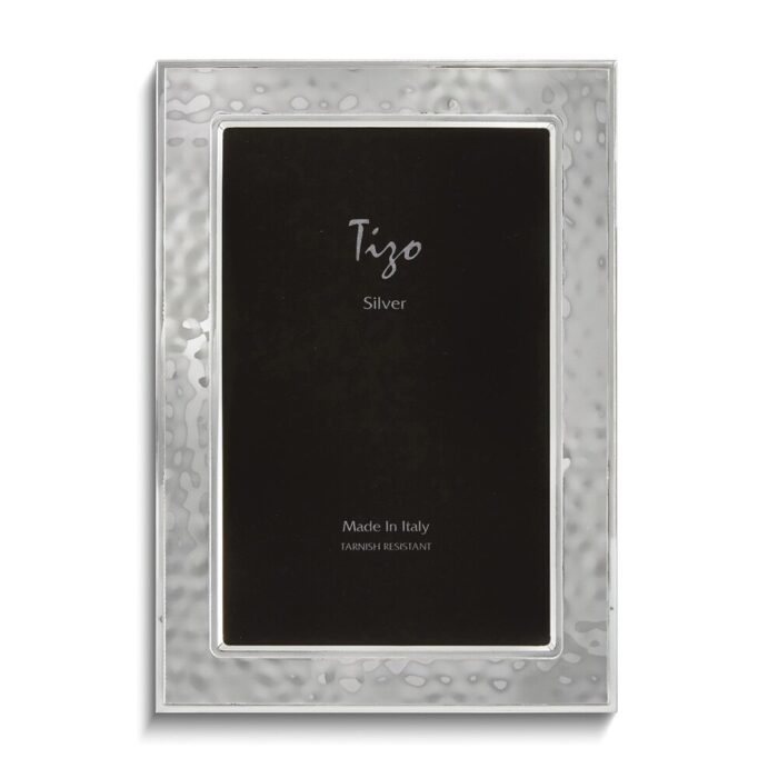 Curata Silver-Plated Hammered Double Border 5x7 Frame